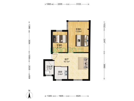 佛山小区 2室1厅1卫 56平方