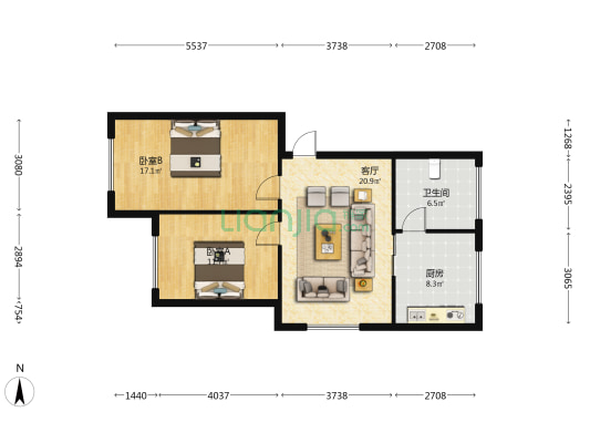 清溪路36号 2室1厅1卫 78平方