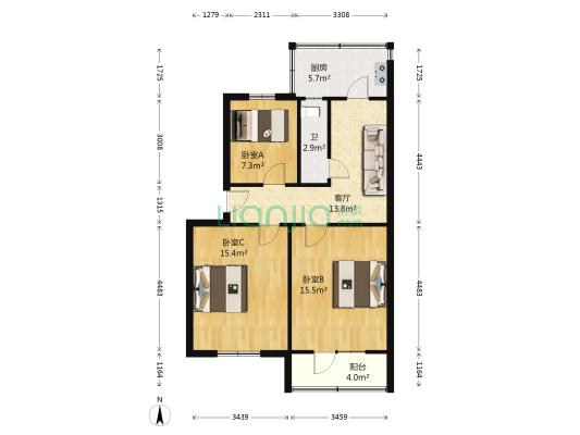 水利局宿舍 3室1厅1卫 72平方