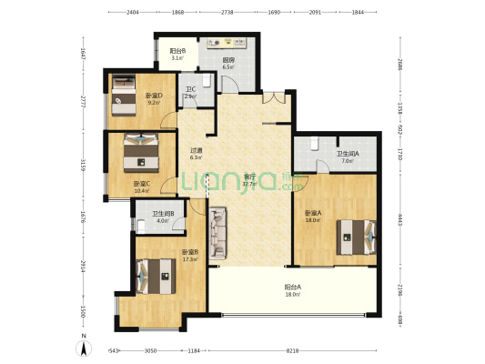 富国上邦 4室1厅3卫 153平方