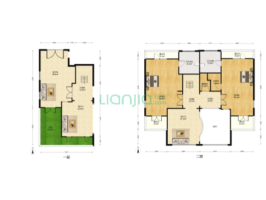 中拥蓝天下垅墅 2室3厅2卫 348平方