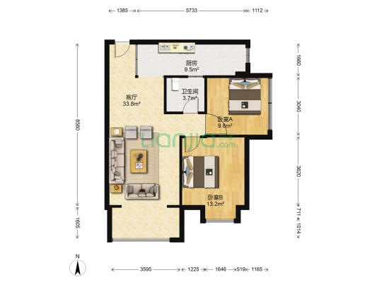 金雁凯旋城 2室1厅1卫 84平方