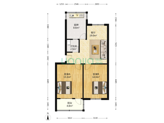 五马农信农行宿舍 2室1厅1卫 76平方