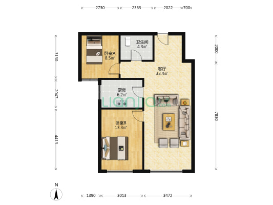 高铁东站，园林式住宅，房本满二房本在手-户型图