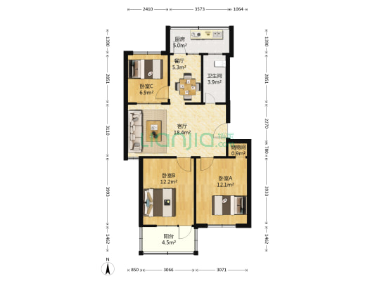 东明路32号 3室2厅1卫 82平方