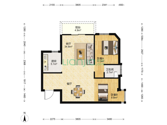 易安居 2室1厅1卫 91平方