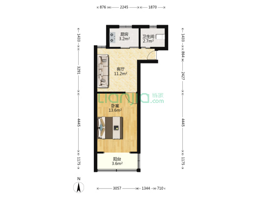 闸北场中公寓 1室1厅1卫 43平方