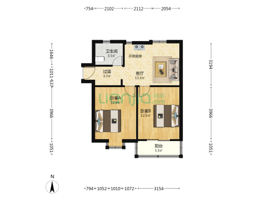 浮石社区 2室1厅1卫 59平方