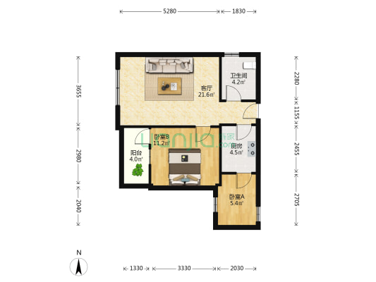 莞长路大岭山段1号 2室1厅1卫 70平方