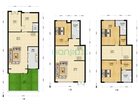 虞景山庄 3室2厅4卫 270平方