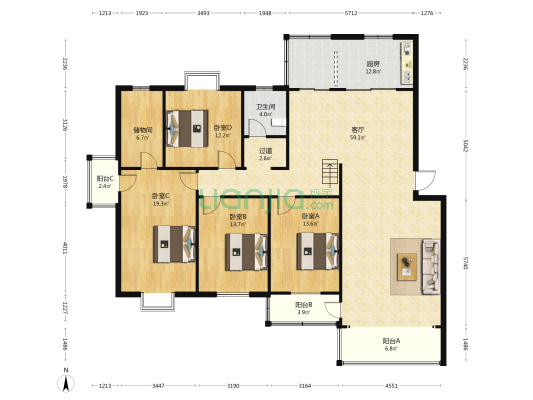 万欣北苑 4室1厅1卫 175平方