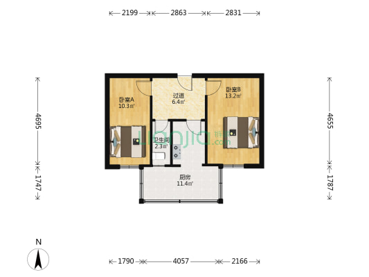 陇海中路75号 2室0厅1卫 50平方