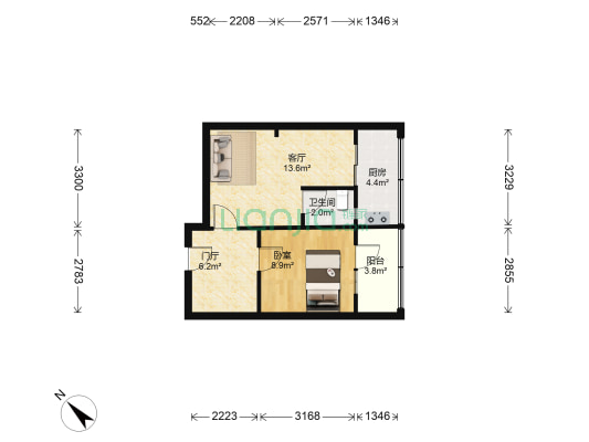 九里堤北路42号院 1室1厅1卫 40平方