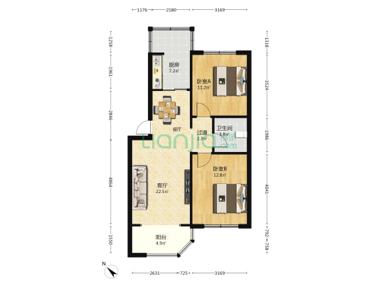 安居苑(天府新区) 2室1厅1卫 78平方