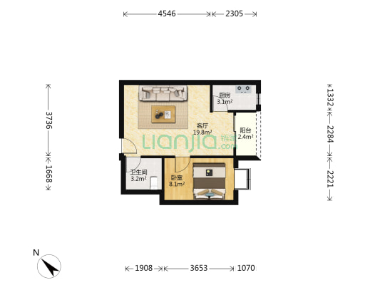 东辰瑞景(成华) 1室1厅1卫 53平方