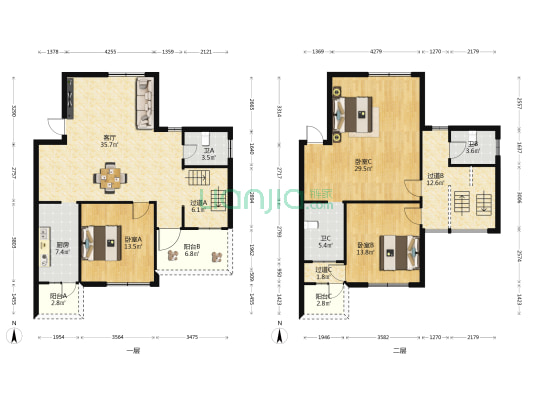 国科园生活区 3室1厅3卫 148平方