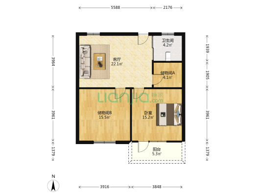 天景山商业中心 1室1厅1卫 96平方