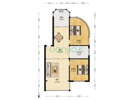 曙光公寓 2室2厅1卫 104平方