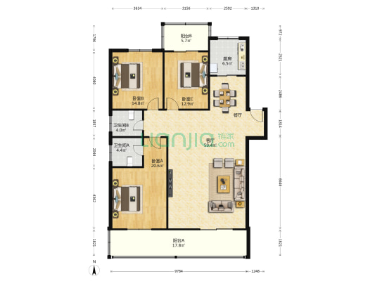 灞桥区水务局家属院 3室1厅2卫 169平方