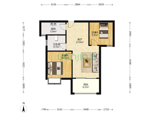 香缇雅苑 2室1厅1卫 79平方