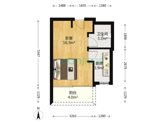 乐活Park 1室0厅1卫 42平方