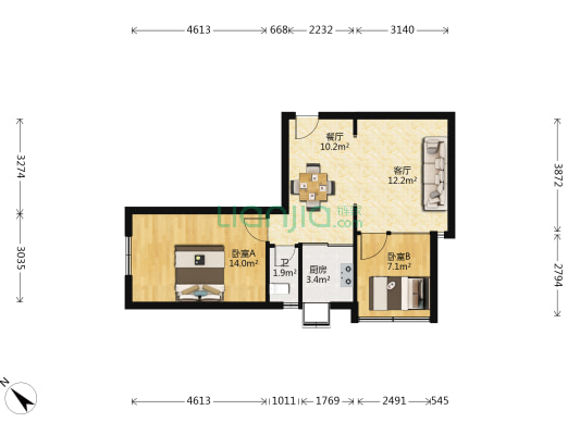 车站路19号 2室2厅1卫 63平方