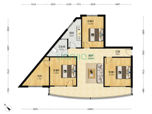西安路一段151号 4室1厅1卫 109平方