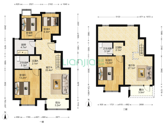 中国铁建原香漫谷二区 4室2厅2卫 152平方