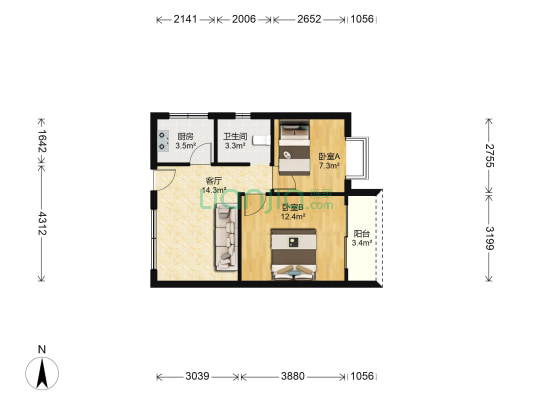 俊兴楼 2室1厅1卫 66平方