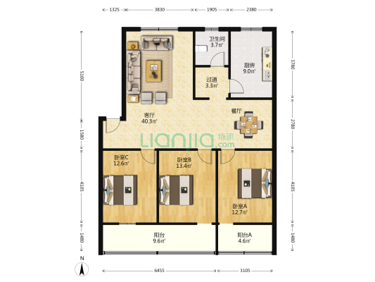 少管所家属院 3室1厅1卫 121平方