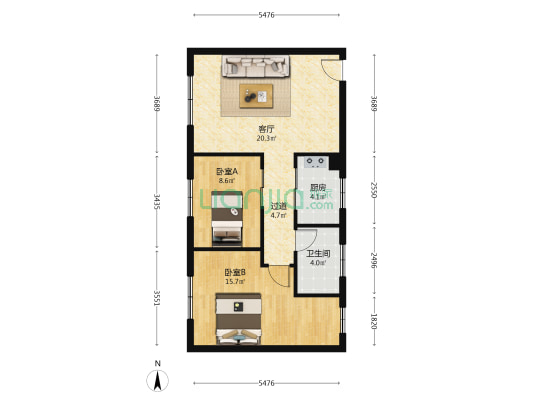 龙族峰景花园 2室1厅1卫 73平方