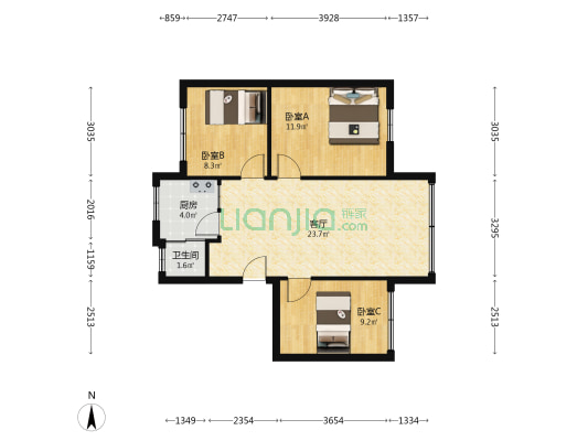 千禧苑C区 3室1厅1卫 71平方