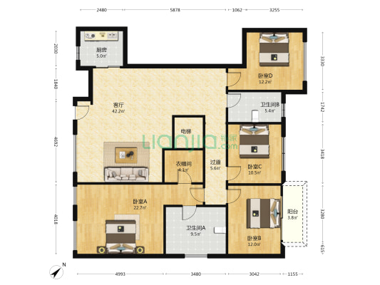 金沙城西府澜院 4室1厅2卫 166平方