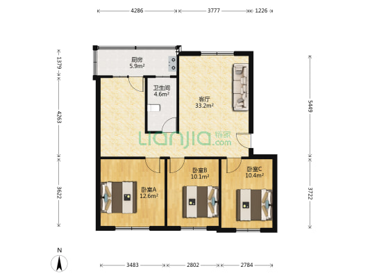 城南小区 3室1厅1卫 95平方