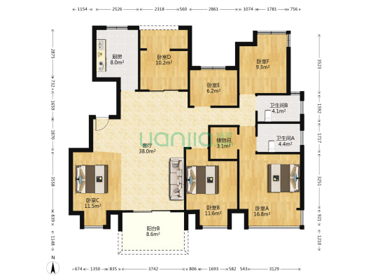 祥生金麟府 6室1厅2卫 129平方