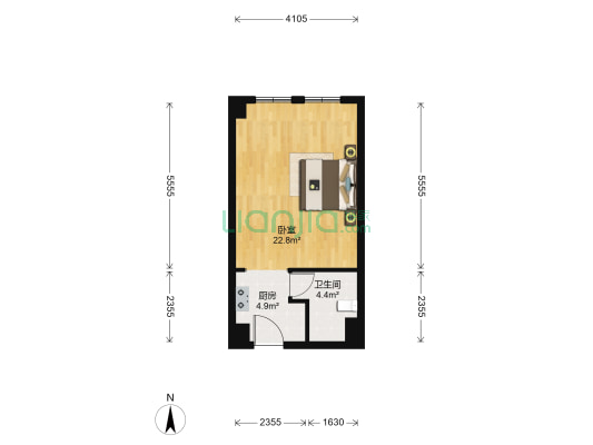 米克公寓 1室0厅1卫 55平方
