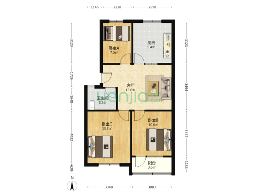 宏远五处公寓 3室1厅1卫 79平方