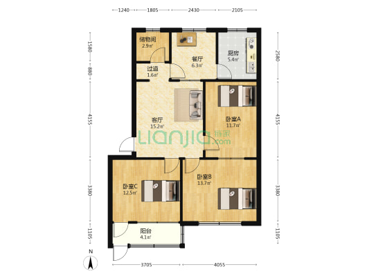 寒亭街办家属院 3室2厅0卫 84平方