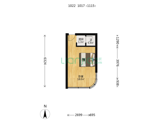 政力世纪大厦 1室0厅1卫 134平方