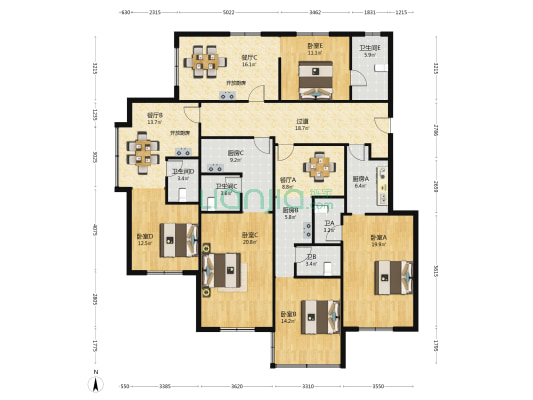 迎凤路 5室3厅5卫 213平方