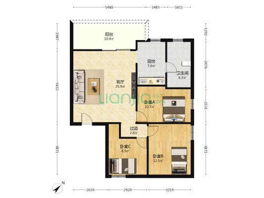 石龙中山西路 3室1厅1卫 91平方
