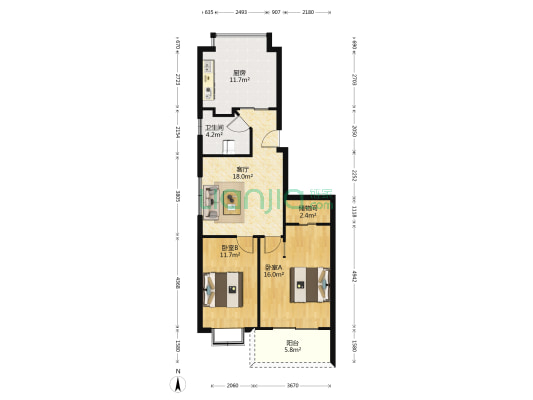 儒林雅居 2室1厅1卫 89平方
