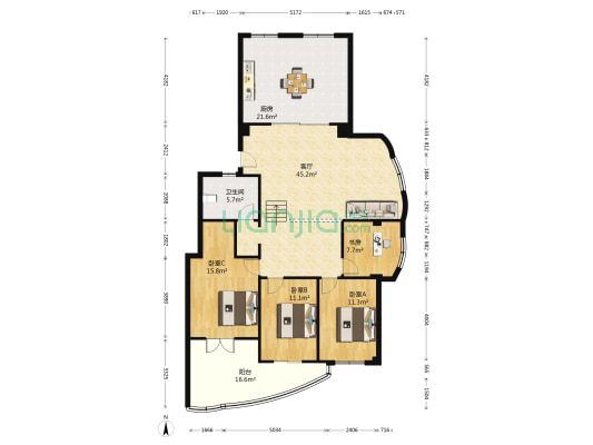 祥泰家园F区 4室1厅1卫 159平方