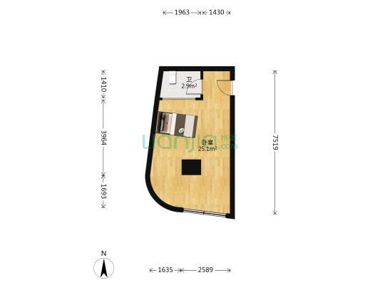 湖滨广场 1室0厅1卫 44平方