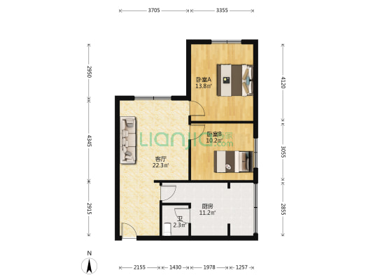 金雁中学家属区 2室1厅1卫 72平方