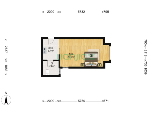 保利悦公馆 1室0厅1卫 48平方