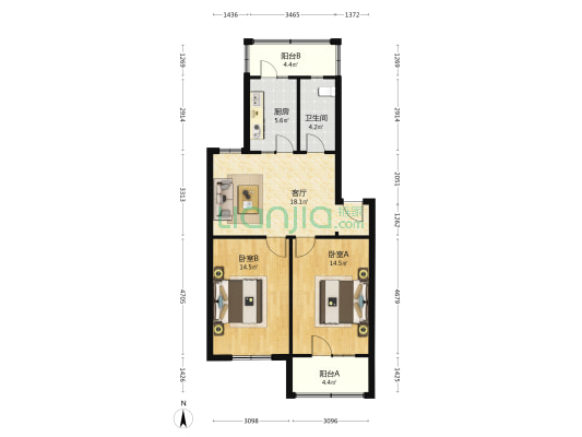 民航小区 2室1厅1卫 79平方