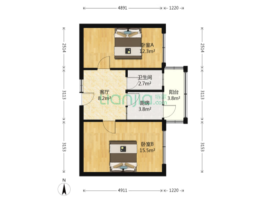 育德里 2室1厅1卫 58平方