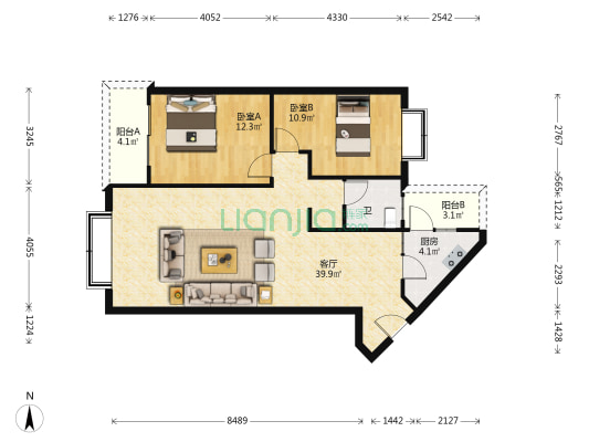 柳江苑小区 2室1厅1卫 89平方