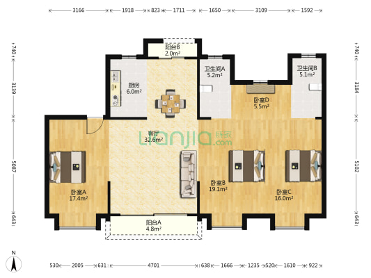 碧桂园天誉华府 4室1厅2卫 143平方